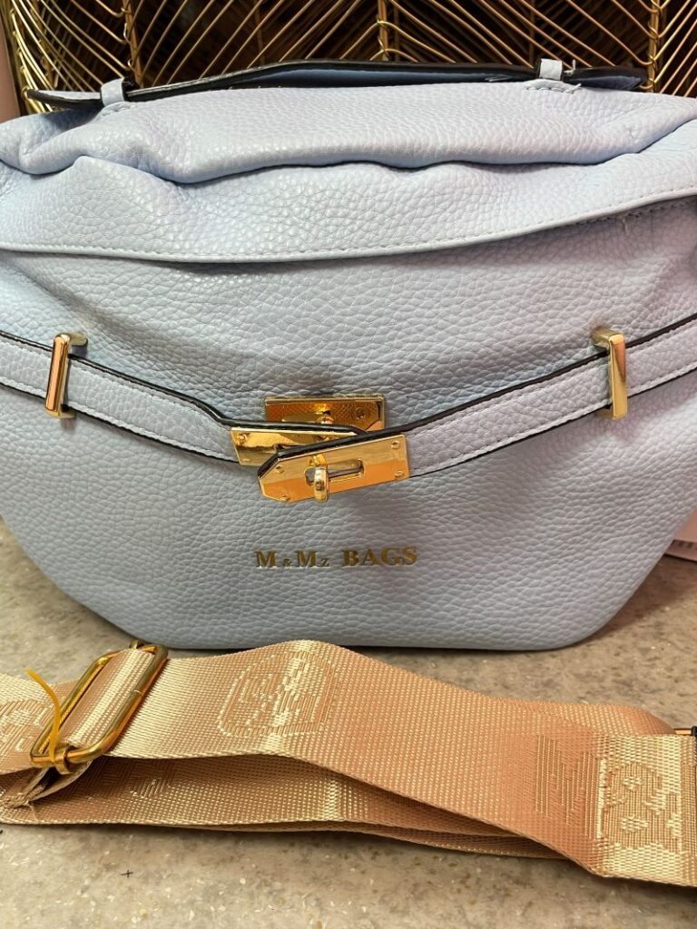 Torebka Listonoszka ze Złotymi Okuciami - Błękit