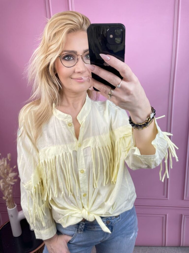 Koszula Bawełniana z Frędzlami - Żółta