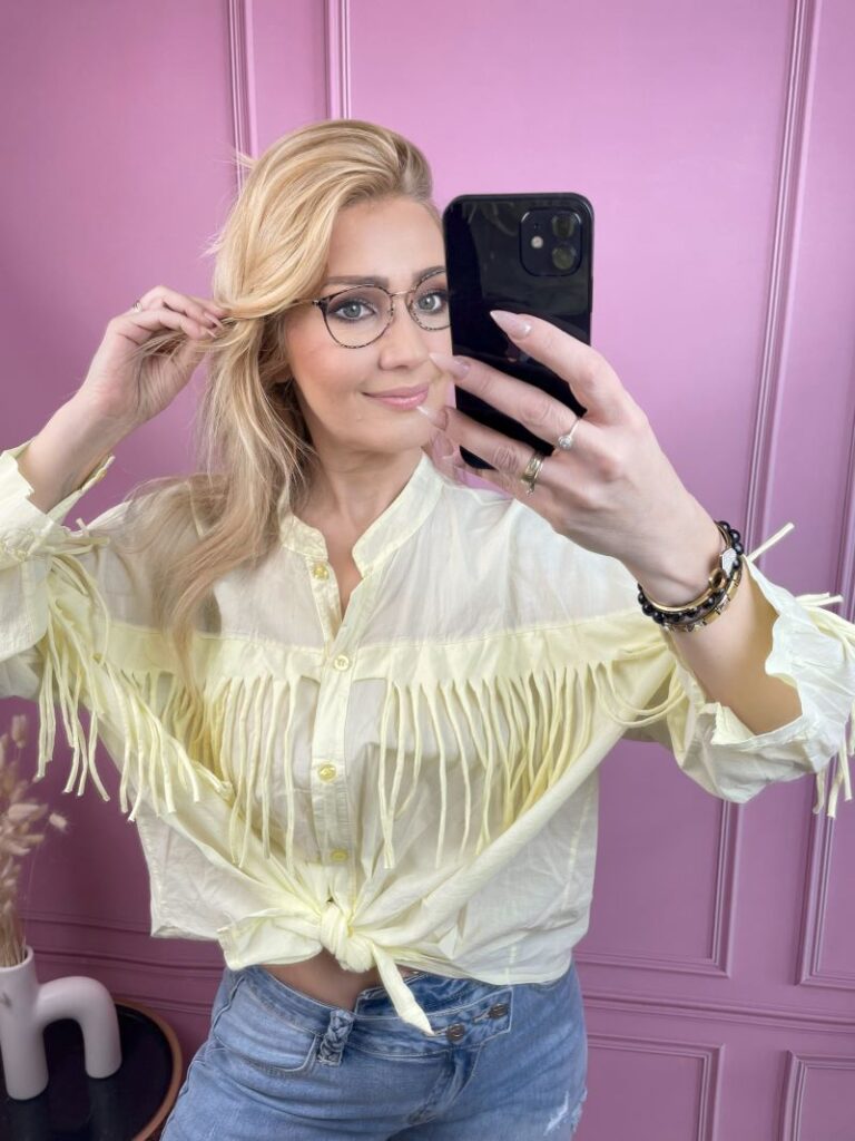 Koszula Bawełniana z Frędzlami - Żółta