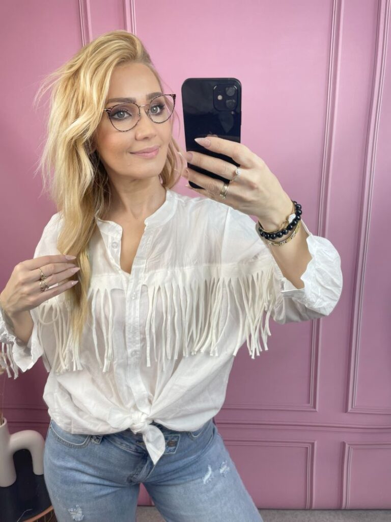 Koszula Bawełniana z Frędzlami - Biała