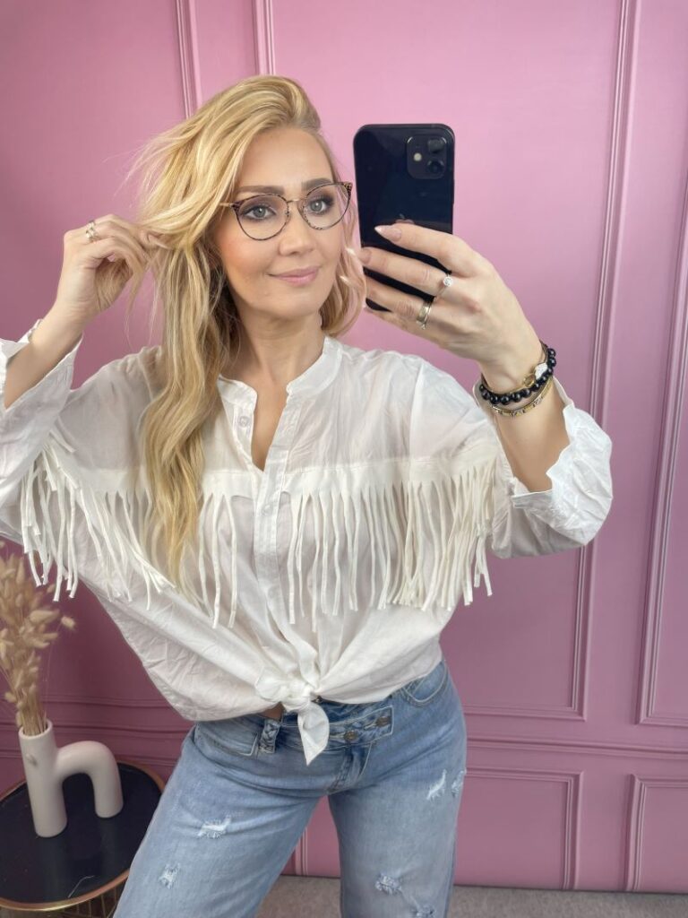 Koszula Bawełniana z Frędzlami - Biała