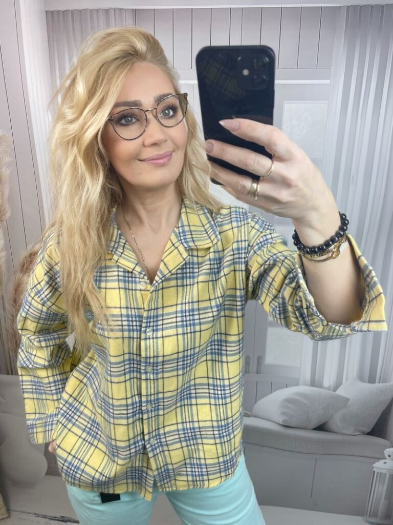 Koszula w Kratę - Żółty z Niebieskim