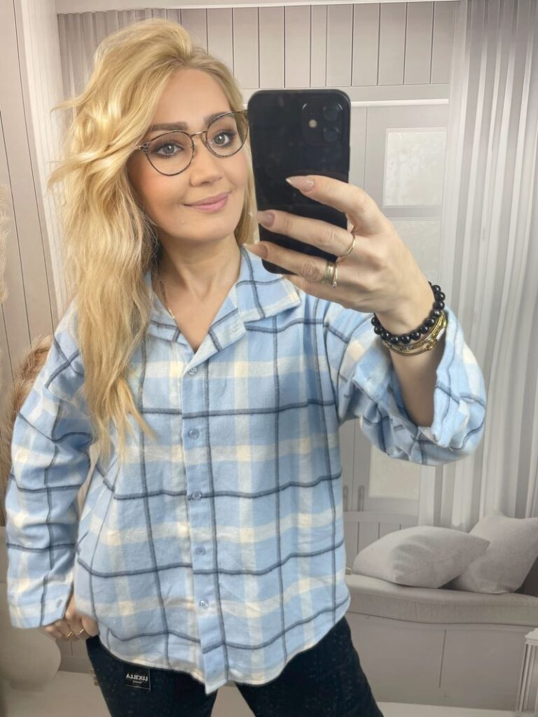 Koszula w Kratę - Błękit z Bielą