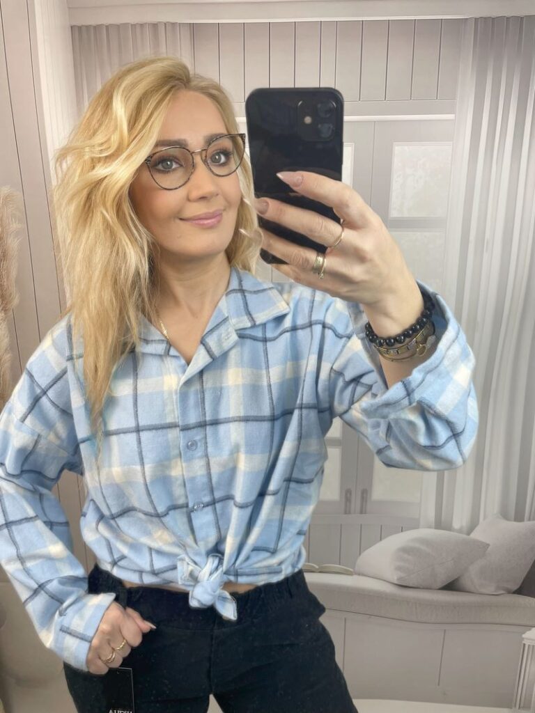 Koszula w Kratę - Błękit z Bielą