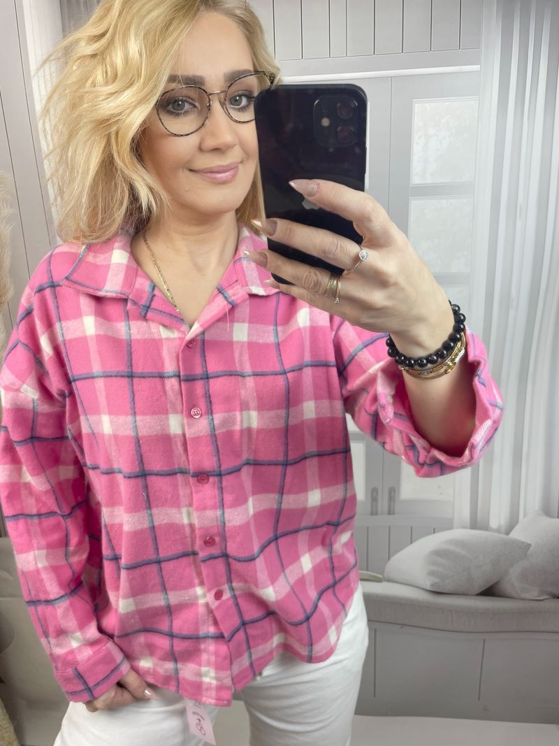 Koszula w Kratę - Róż z Bielą Koszula w Kratę - Róż z Bielą