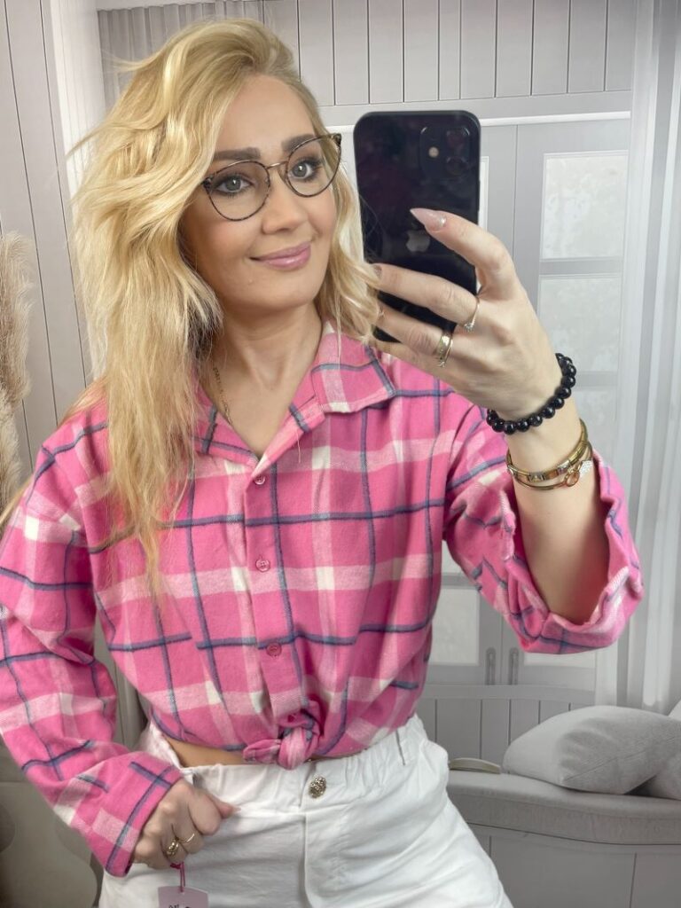 Koszula w Kratę - Róż z Bielą