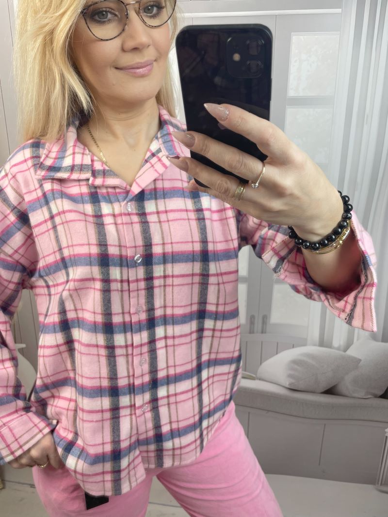 Koszula w Kratę - Róż z Granatem Koszula w Kratę - Róż z Granatem