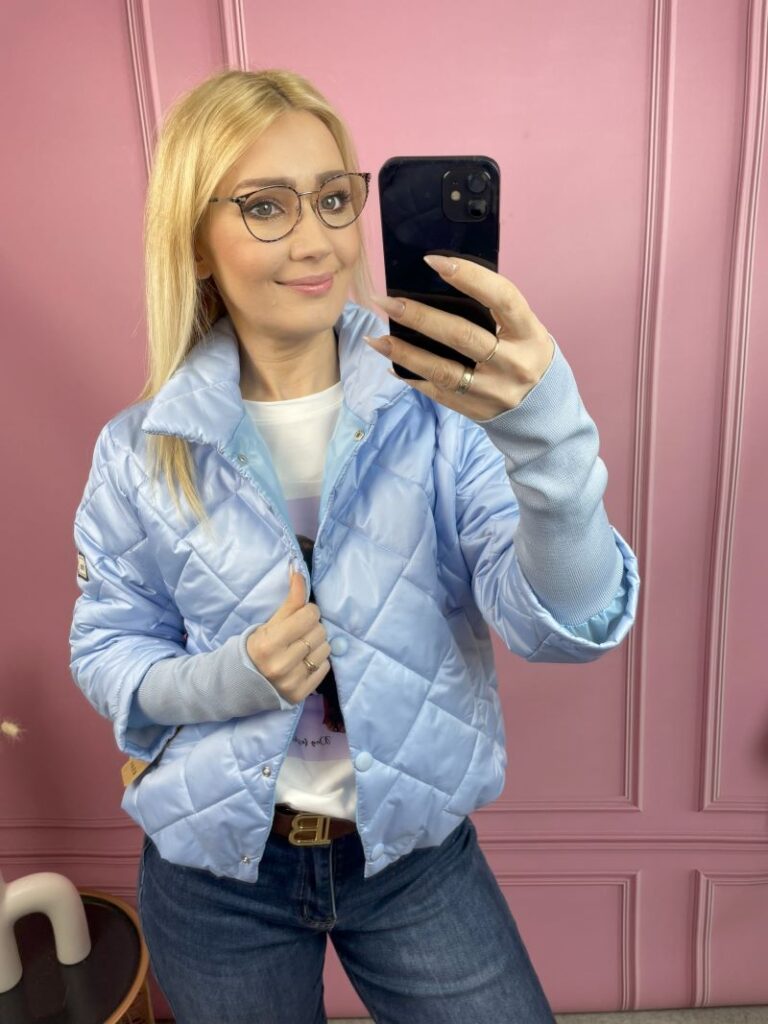 Kurtka Wiosenna Pikowana ze Stójką - Błękit