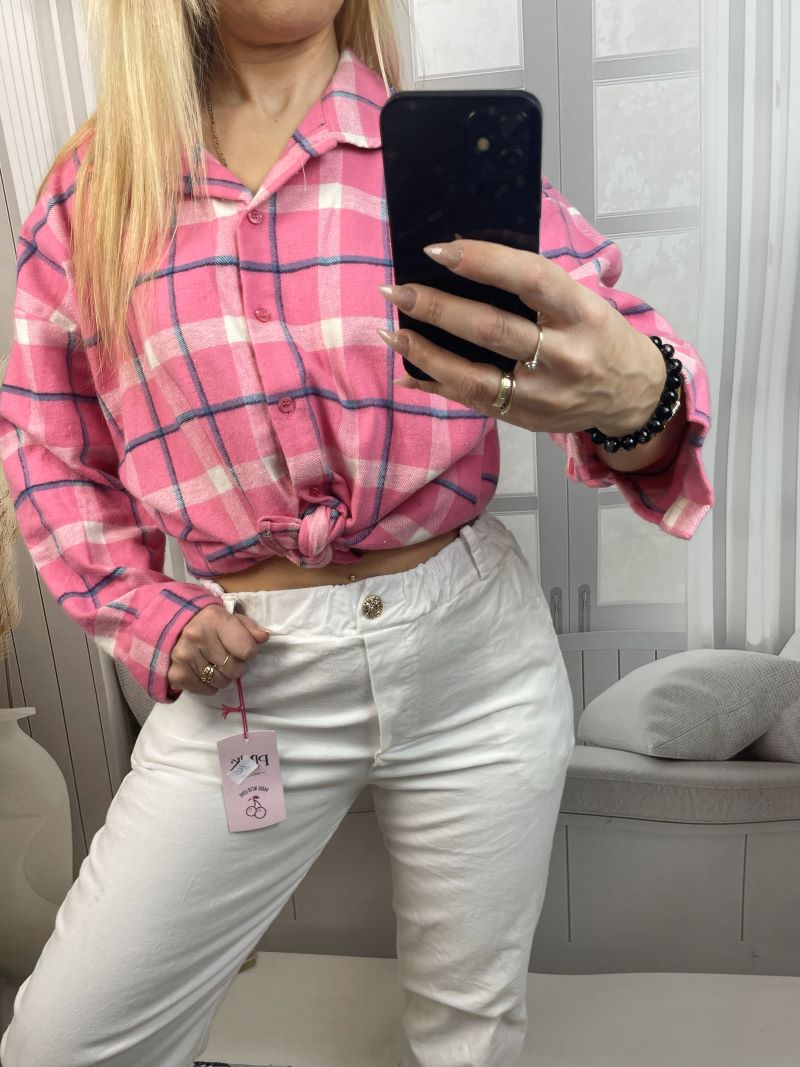 Koszula w Kratę - Róż z Bielą Koszula w Kratę - Róż z Bielą