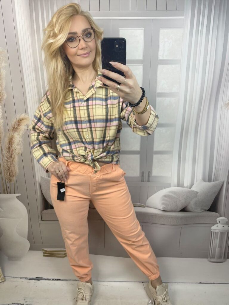 Spodnie Sztruksowe Joggery - Morelowe