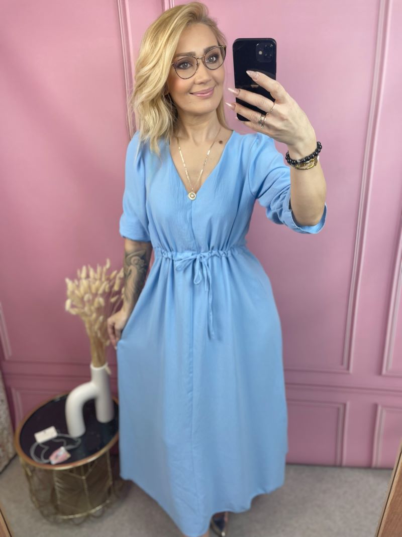 Sukienka Maxi z Wiązaniem - Błękit Sukienka Maxi z Wiązaniem - Błękit