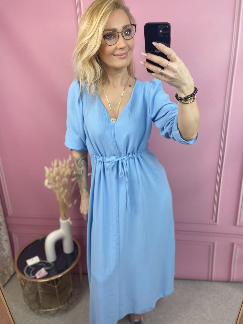 Sukienka Maxi z Wiązaniem - Błękit Sukienka Maxi z Wiązaniem - Błękit