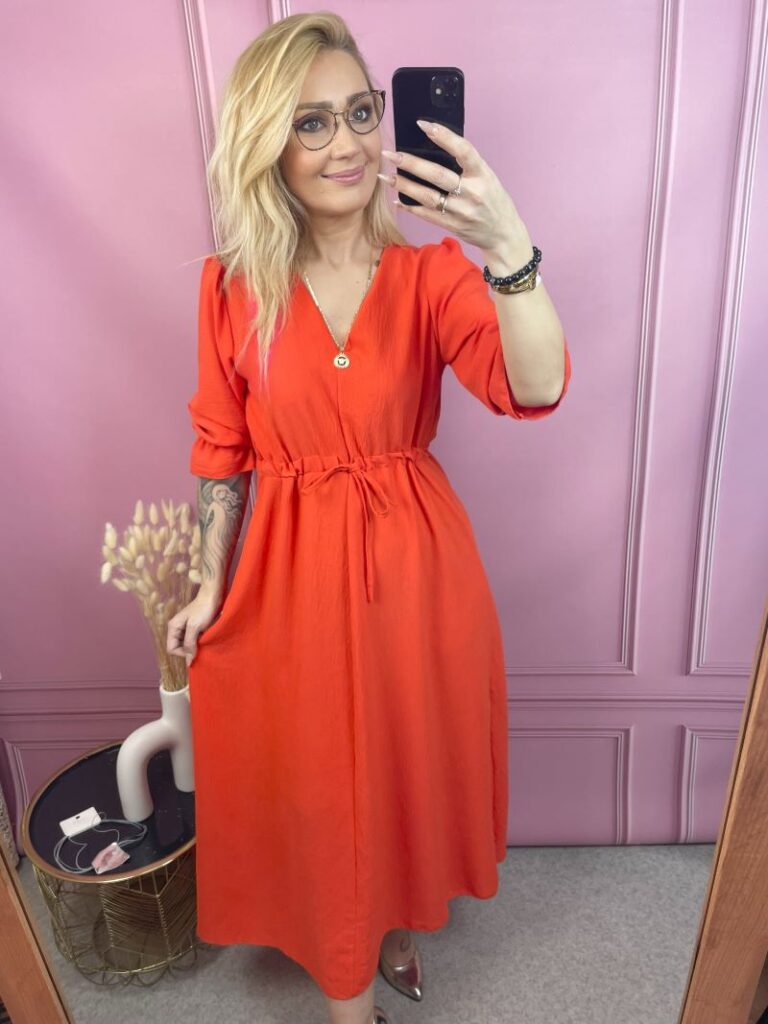 Sukienka Maxi z Wiązaniem - Czerwona