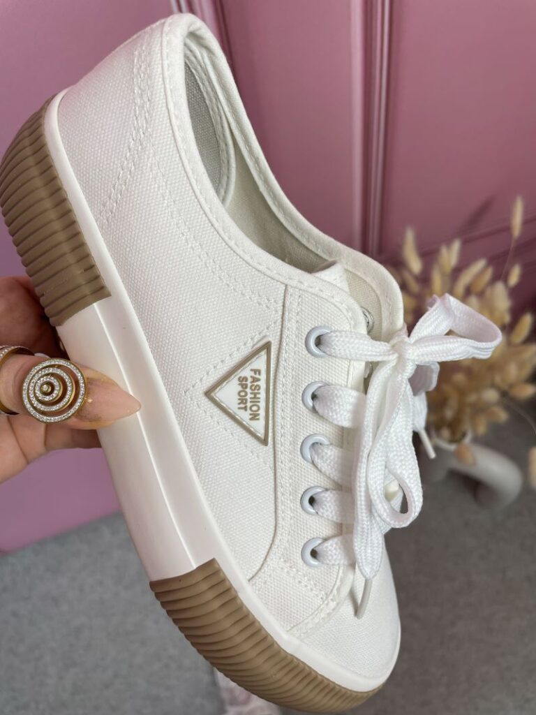 Trampki Sznurowane - Śmietankowe