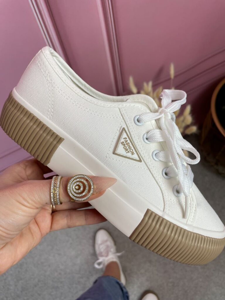 Trampki Sznurowane - Śmietankowe