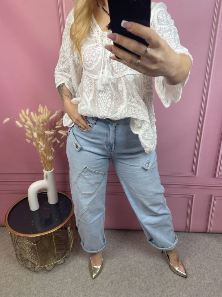 Spodnie Baloon z Kieszonką Na Przodzie