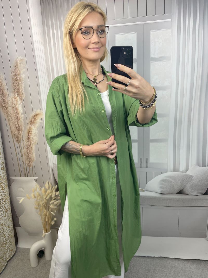 Koszula Maxi 100 % Bawełna - Zieleń Koszula Maxi 100 % Bawełna - Zieleń