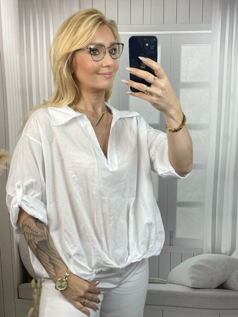 Koszulka Samanta 100% Bawełna - Biała Koszulka Samanta 100% Bawełna - Biała