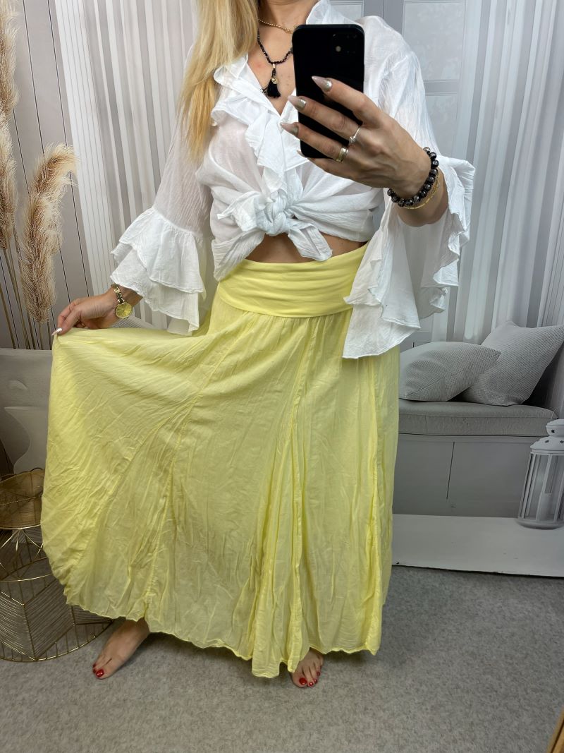 Spódnica Maxi 100% Bawełna - Pastelowy Żółty Spódnica Maxi 100% Bawełna - Pastelowy Żółty