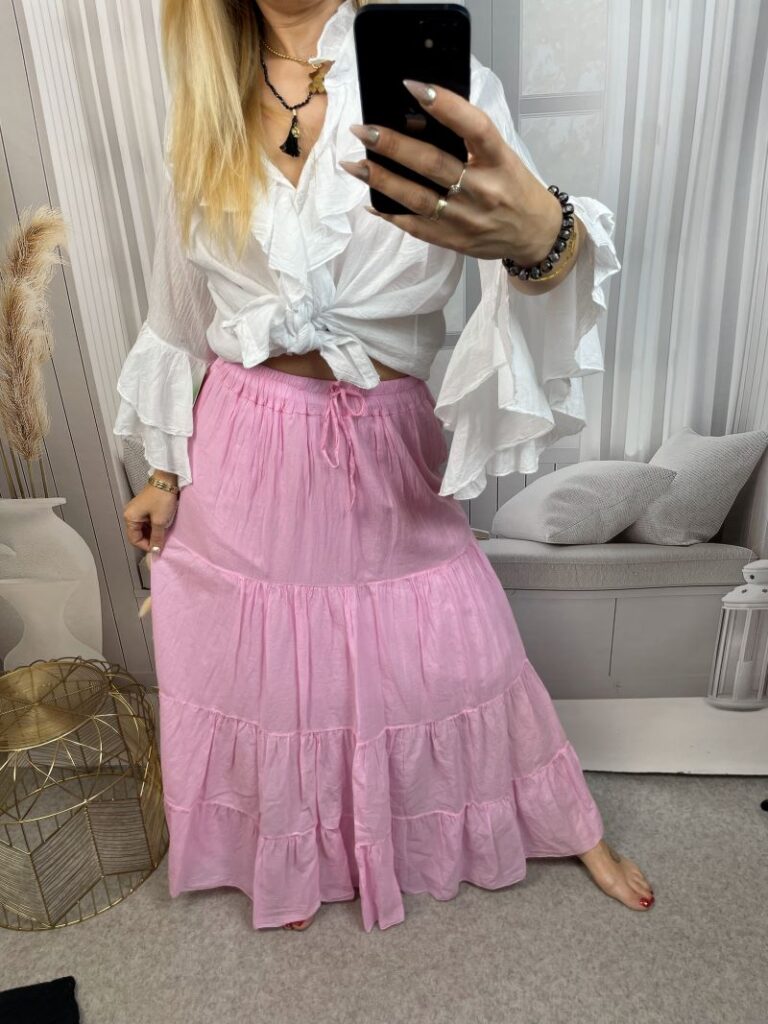 Spódnica Maxi 100% Bawełna - Róż