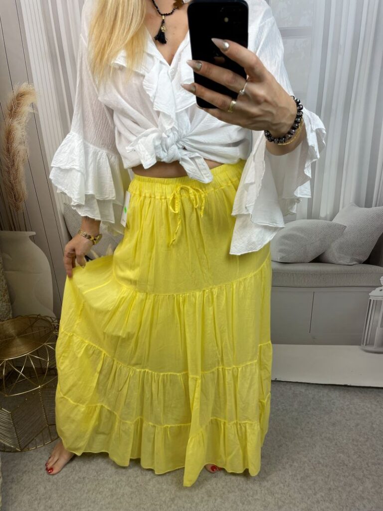 Spódnica Maxi 100% Bawełna - Żółta Spódnica Maxi 100% Bawełna - Żółta
