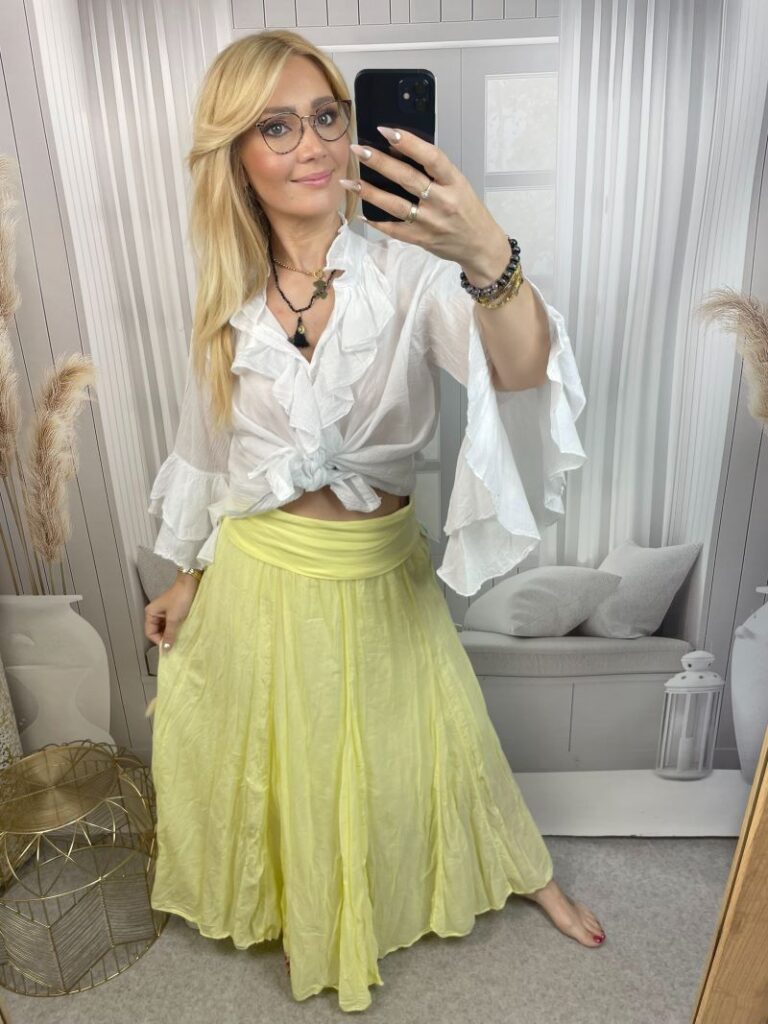 Spódnica Maxi 100% Bawełna - Pastelowy Żółty