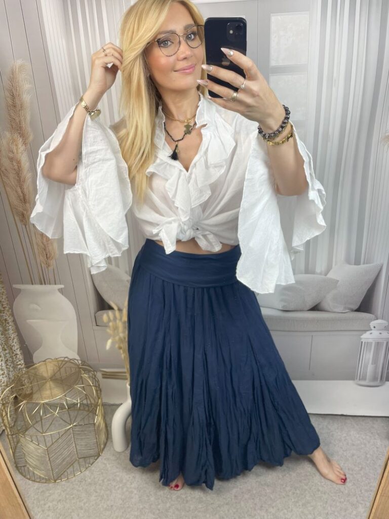 Spódnica Maxi 100% Bawełna - Granat
