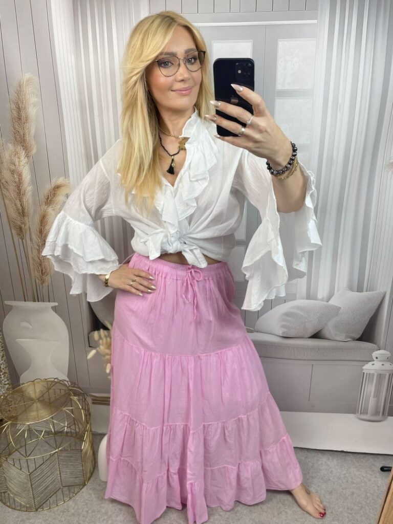 Spódnica Maxi 100% Bawełna - Róż