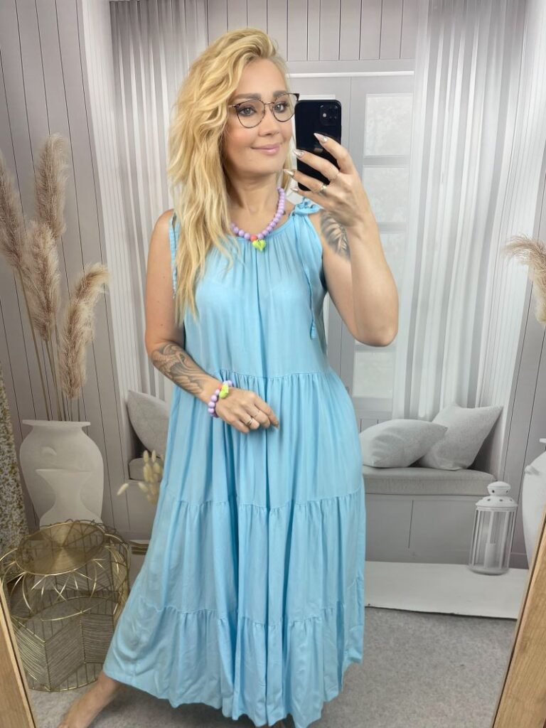Sukienka Maxi 100% Wiskoza - Błękit