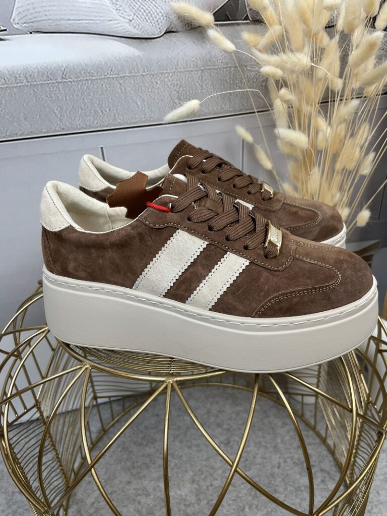 Sneakersy GOODIN ze Skóry Naturalnej Zamszowej - Czekolada