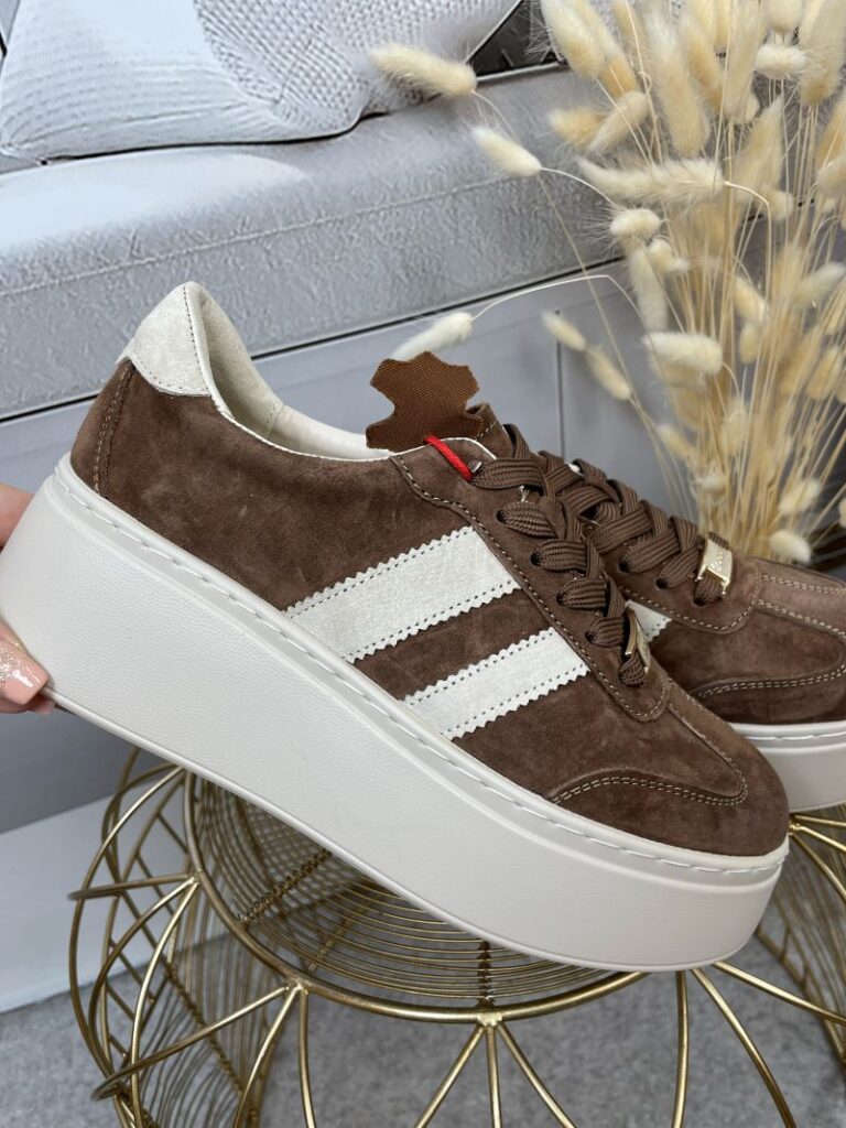 Sneakersy GOODIN ze Skóry Naturalnej Zamszowej - Czekolada