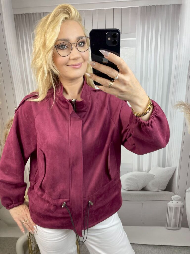 Jesienna Kurteczka z Eko Zamszu - Bordo