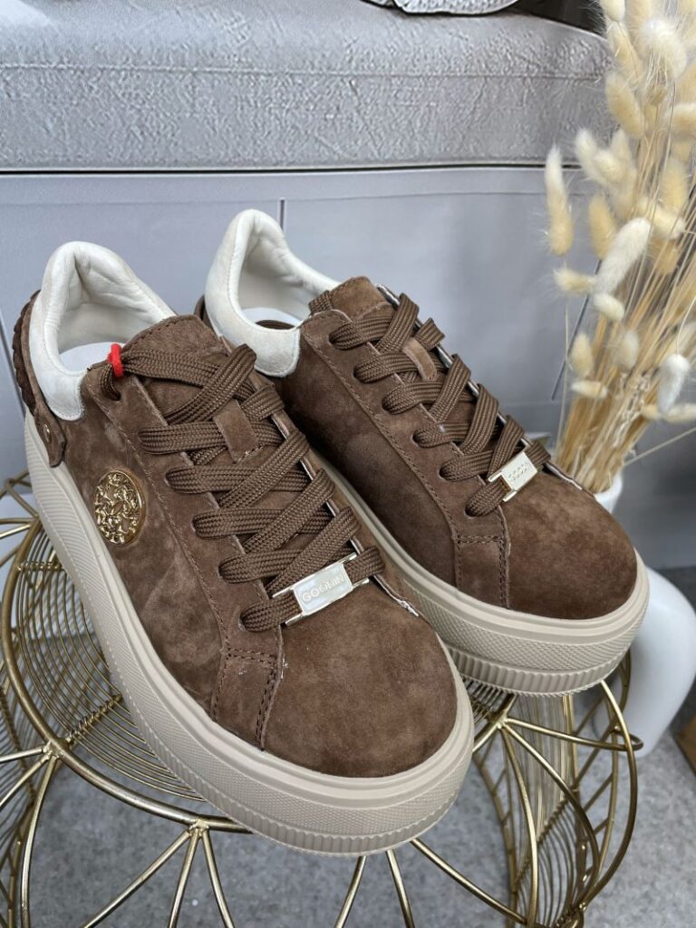 Sneakersy GOODIN ze Skóry Naturalnej Zamszowej - Czekolada