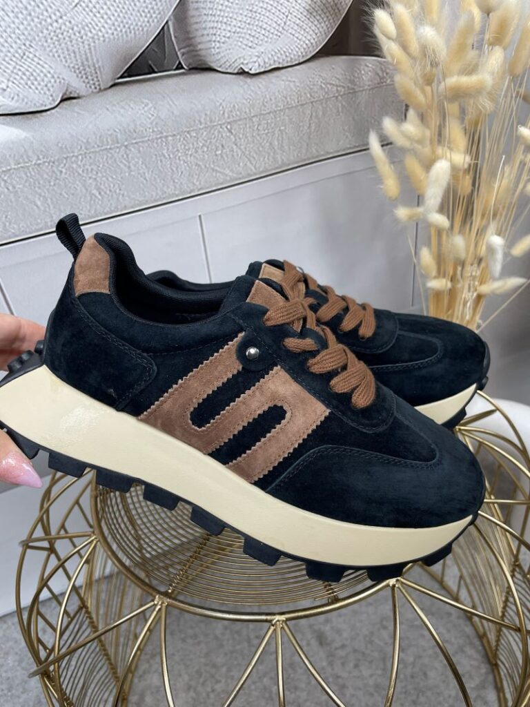 Sneakersy GOODIN ze Skóry Naturalnej Zamszowej - Czarne
