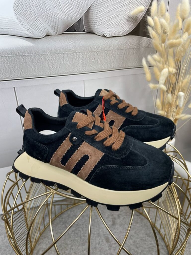 Sneakersy GOODIN ze Skóry Naturalnej Zamszowej - Czarne