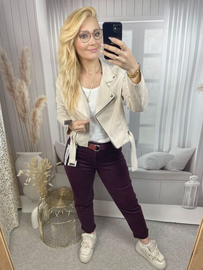 Spodnie Jeansowe Baggy Fit - Wino