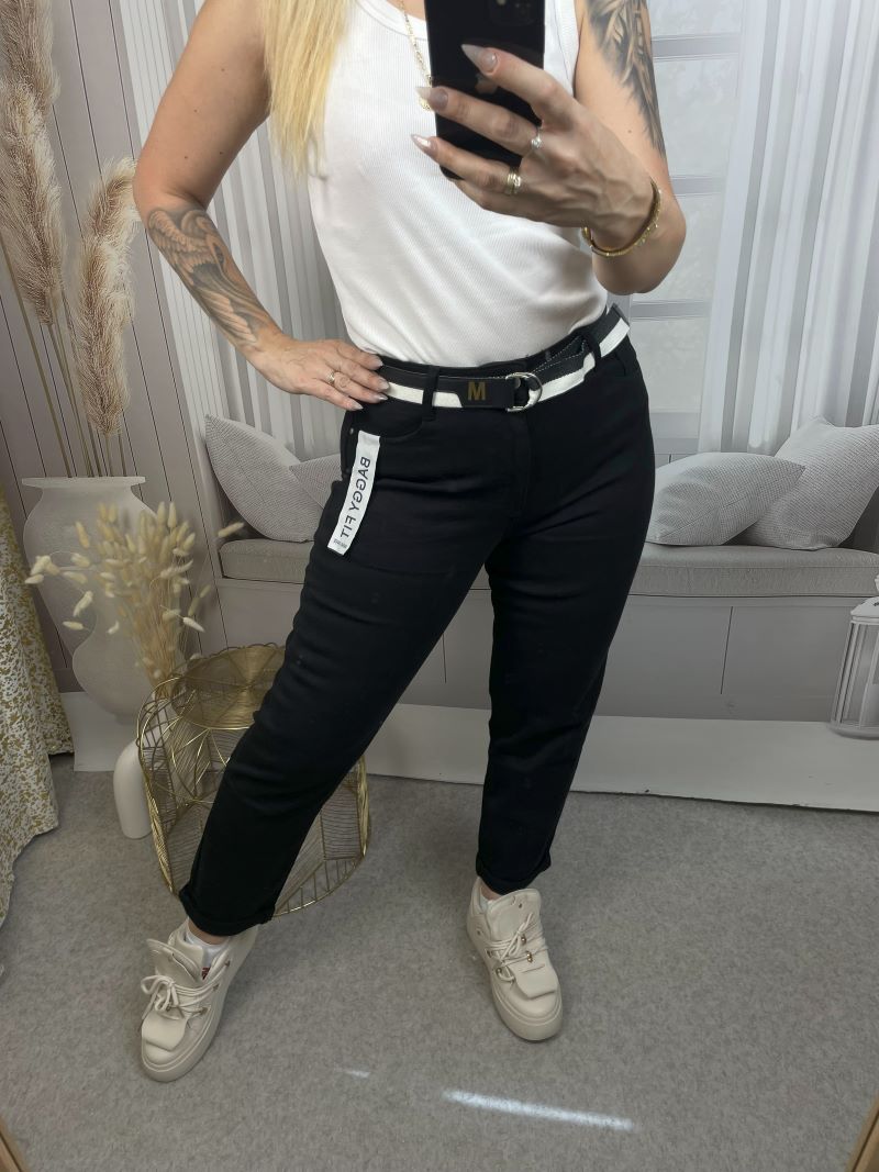 Spodnie Jeansowe Baggy Fit - Czerń Spodnie Jeansowe Baggy Fit - Czerń
