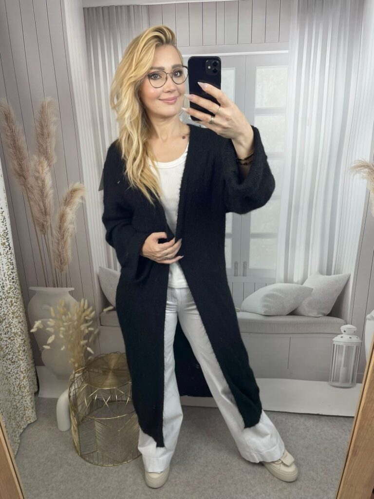 Sweter Maxi z Wełną - Czarny