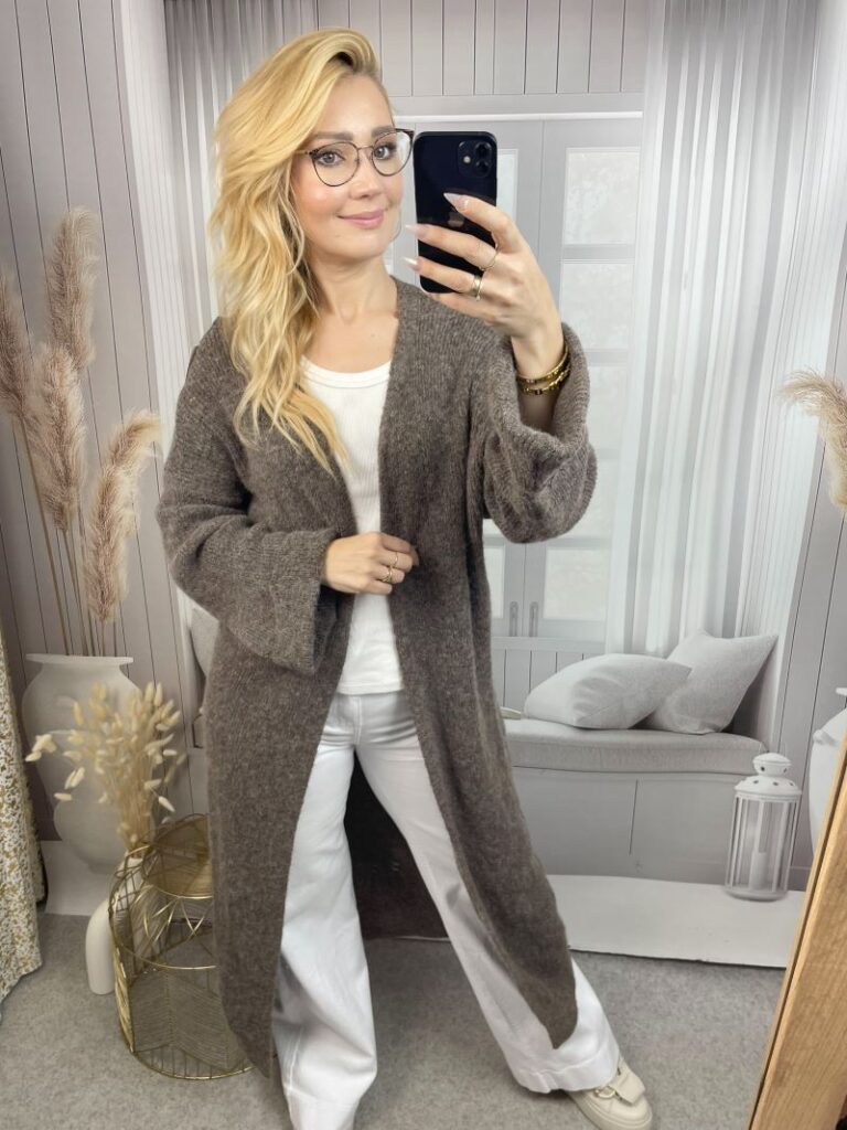 Sweter Maxi z Wełną - Ciemny Beż Sweter Maxi z Wełną - Ciemny Beż