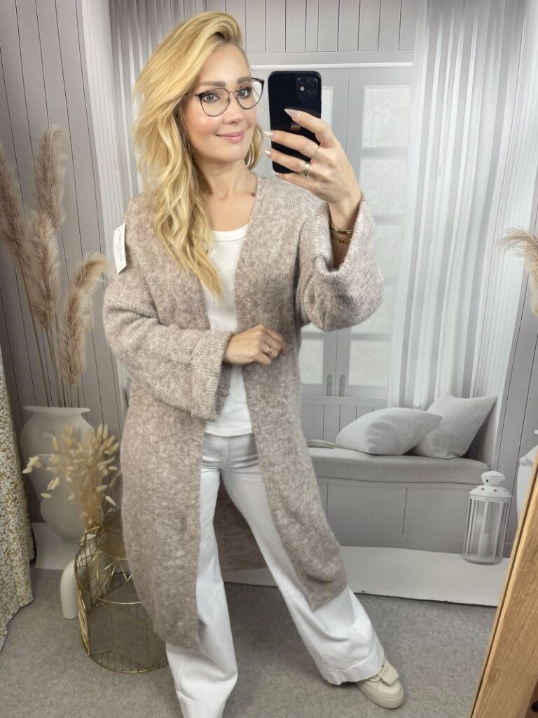 Sweter Maxi z Wełną - Jasny Beż Sweter Maxi z Wełną - Jasny Beż