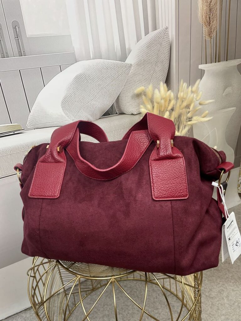 Shopperka z Eko - Zamszu - Bordo