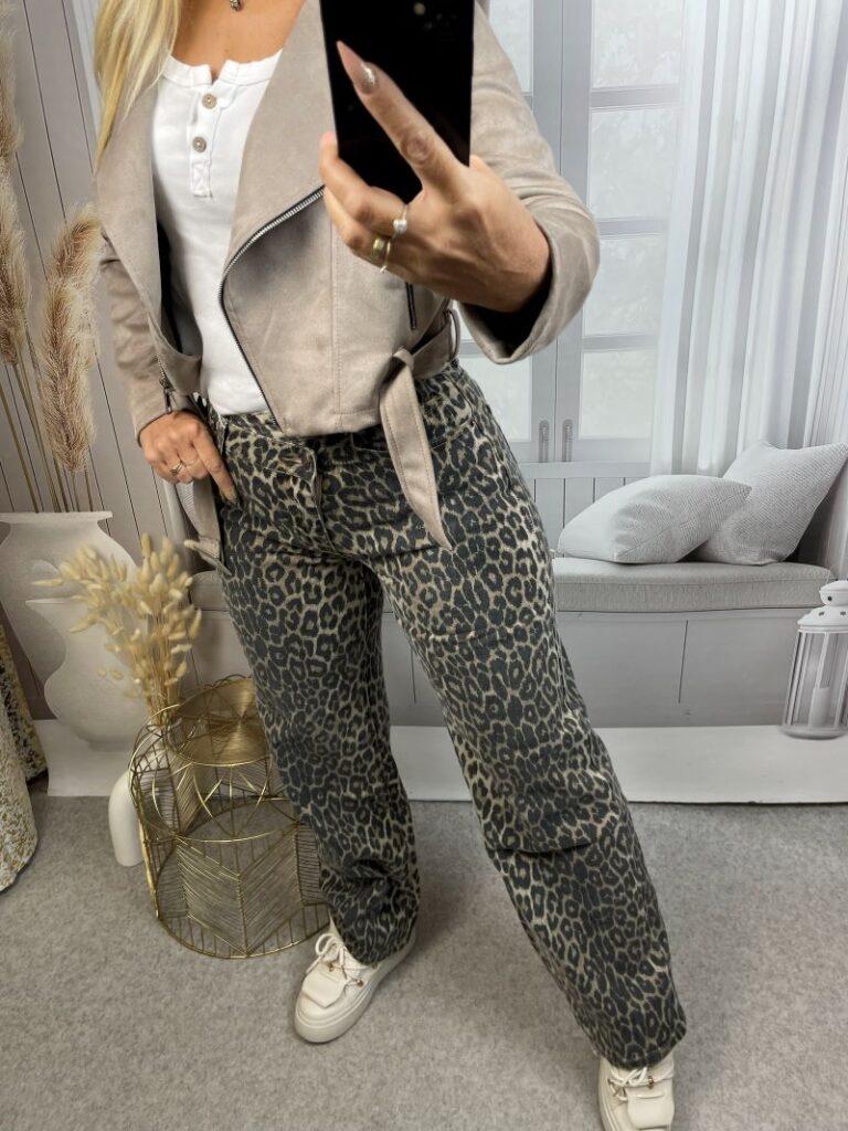 Spodnie Jeansowe LEG w Panterkę Spodnie Jeansowe LEG w Panterkę