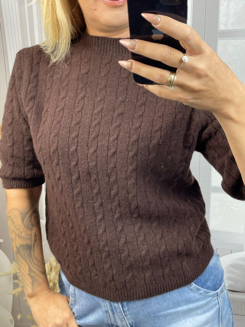 Sweter w Warkocze - Czekolada Sweter w Warkocze - Czekolada