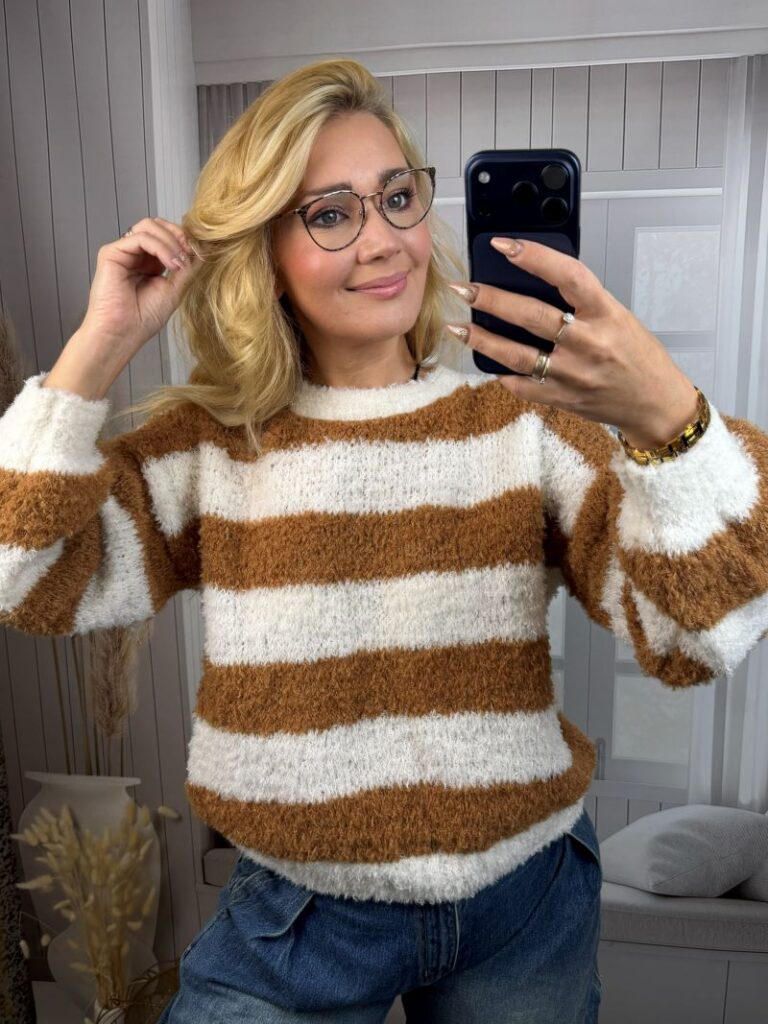 Sweter w Pasy - Rudy