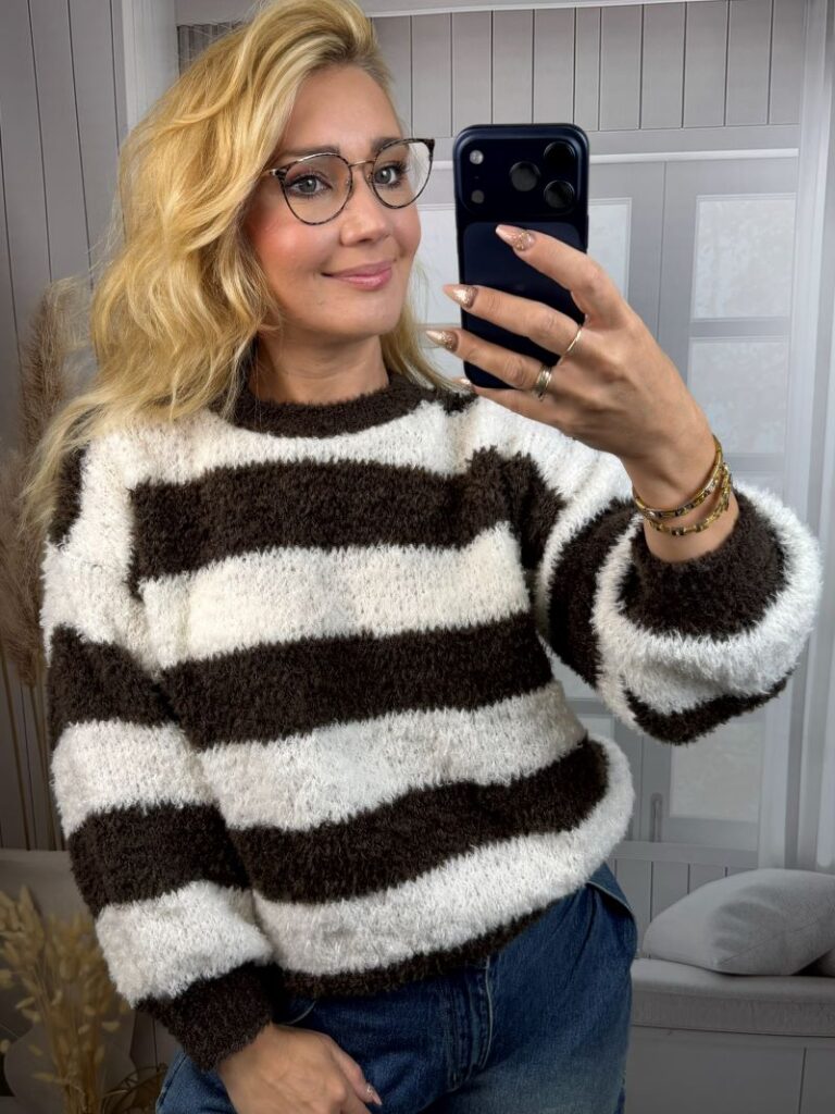Sweter w Pasy - Czekolada